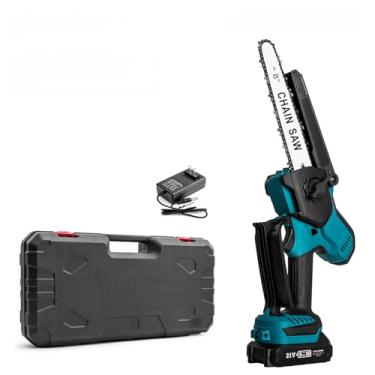 Imagem de Serra de corrente elétrica sem escova 21V alimentada por bateria portátil com protetor para poda árvores e corte madeira