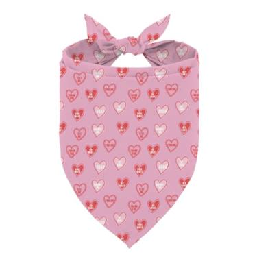 Imagem de Bandana para cães Dia dos Namorados, bandana rosa com estampa de amor, lenço de pescoço ajustável para animais de estimação, cachecol triangular ajustável para cães pequenos e médios