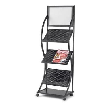 Imagem de LMJYU Suporte de revistas rack de exibição de informações rack de jornais rack de metal ferro piso de exibição de publicidade móvel rack organizador de revistas