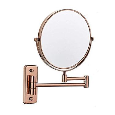 Imagem de YYBOES Espelho de maquiagem montado na parede espelho cosmético 20 cm espelho giratório de parede de dois lados, estendendo-se dobrável banheiro barbear espelho de maquiagem cosmético - ampliação 3X