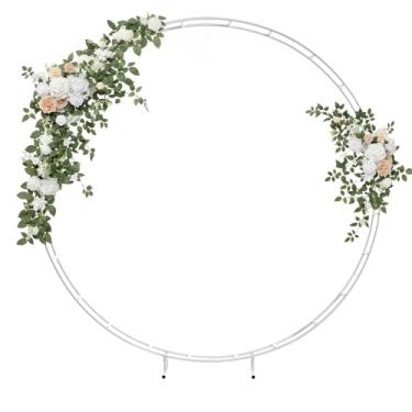 Imagem de Ling's Moment Arco de casamento flores artificiais cerimônia pano de fundo 4 grinaldas de decoração de árvore de rosa, branco e sálvia para pendurar ao ar livre, recepção de festa, decoração de