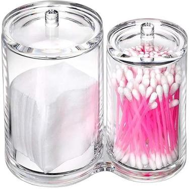 Imagem de Porta Cotonete e Algodão em Acrílico Transparente – 2 Compartimentos, Design Moderno e Alta Resistência para Banheiro