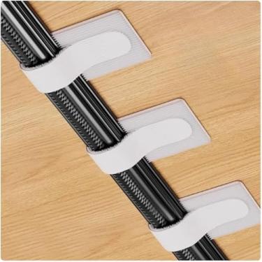 Imagem de Correias de gerenciamento de cabos, abraçadeiras reutilizáveis para organização de mesa, para cabos de computador, home theater e cabos de dados (branco)