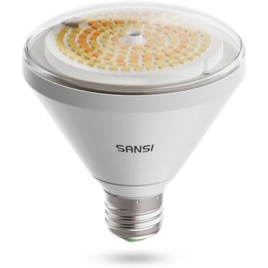 Imagem de SANSI Lâmpada LED equivalente a 250 W, lâmpada de crescimento de espectro total BR30 24W 3000K 5000K vermelha 660 nm infravermelho 730 nm, lâmpada de cultivo de espectro total, IP54 à prova d'água