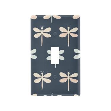 Imagem de Wassud Placa de cobertura para interruptor de luz, simples, libélula, decorativa, capas, placa de parede para tomadas elétricas, interruptor único, 11 x 6 cm