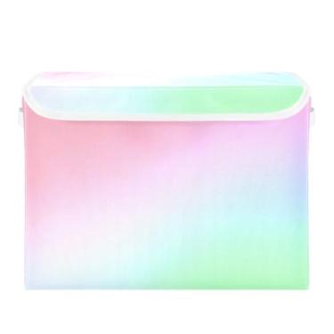 Imagem de CEBUGI Caixotes de armazenamento com tampas, caixa de armazenamento de tecido dobrável, compartimentos organizadores de cubo de fundo gradiente para prateleiras de quarto de armário de casa 40 x 30 x