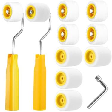 Imagem de Honeydak Pacote com 8 Mini Rolo de Pintura Pequeno Rolo de Pintura para Retoque Borda ou Canto, Pincéis Extrapequenos Ferramenta para Molduras de Janelas (0,8 polegadas, 3,5 polegadas)