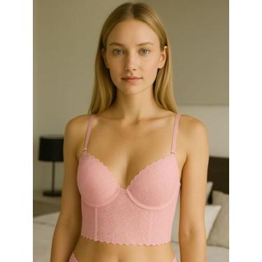 Imagem de Cropped Feminino Top de Tenda com Bojo e Aro Sutiã - c11 LUDMILA, Rose