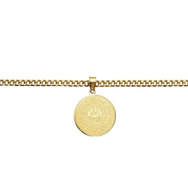 Imagem de ZUDO Colar com pingente mini Ayatul Kursi – Joias islâmicas – Ouro 18K, ouro rosa 18K e prata (Ródio) revestido de aço inoxidável – Colar de corrente de freio de 3 mm – Presente atencioso, 22, Aço