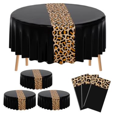 Imagem de Buryeah 6 peças de toalha de mesa com estampa de leopardo, 213 cm, toalha de mesa com estampa de guepardo, caminho de mesa descartável para festa de aniversário, decoração de casamento, chá de bebê