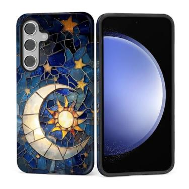 Imagem de Kapadiy Capa para Samsung Galaxy S25 FE, design de lua estrelas, vidro noturno, híbrido, proteção dupla de silicone + PC rígido à prova de choque, capa protetora fina antiarranhões para homens e