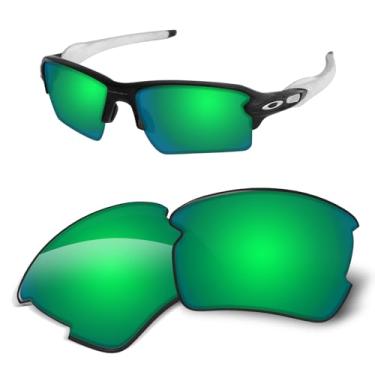 Imagem de Lentes de substituição de 1,6 mm compatíveis com óculos de sol Oakley Flak 2.0 XL OO9188, antiarranhões e resistentes a impactos (verde espelhado)