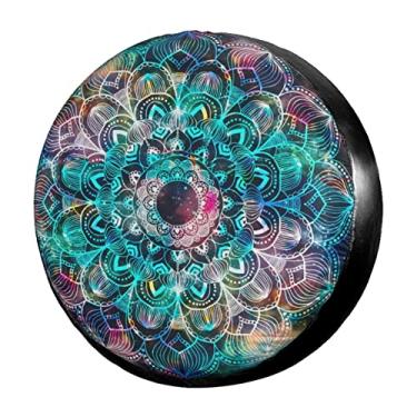 Imagem de Foruidea Linda capa de pneu monocromática preta e branca Dahlia capa de reserva de pneu à prova d'água à prova de poeira UV roda solar capa de pneu adequado para Jeep, Trailer, RV, SUV e muitos veículos (14, 15, 16, 17 polegadas)