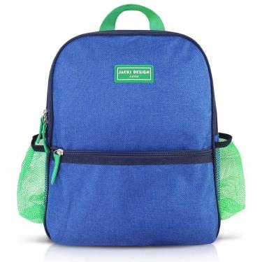 Imagem de Kit Mochila Escolar Pote Para Lanche E Garrafa 460ml Infantil - Azul Verde