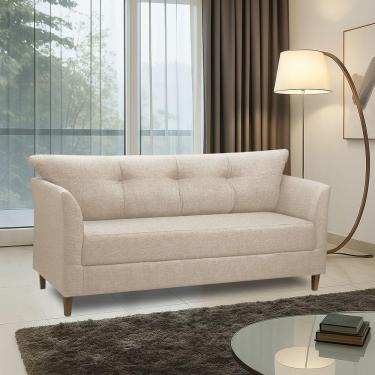 Imagem de Sofá 3 Lugares Living Para Sala Leblon 180cm Linho E03 - D'rossi Cor Bege