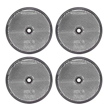 Imagem de Fabater Refletores Redondos Vermelhos Eficazes para Viagens Seguras à Noite para Caixas de Correio, Túneis de Entrada, Reboques de Carros (Branco)