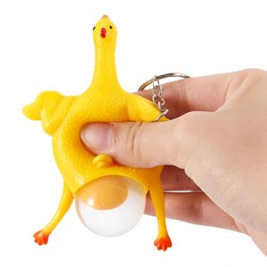 Imagem de Chaveiro Galinha de Apertar Ovo Squish Fidget Toy Antistress Sensorial para Alívio da Ansiedade