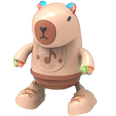 Imagem de Brinquedo Robô Capivara Dançante com Luz LED, Musical, ABS, Bege e Marrom, 19,5x9,5x15cm, 3+ Anos, Pilhas AA