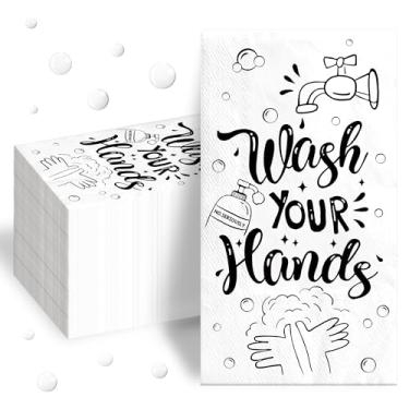 Imagem de Guardanapos de papel para lavar suas mãos, toalhas de mão descartáveis em 3 camadas, guardanapos de etiqueta para banheiro, cozinha, casamento, chá de bebê, suprimentos