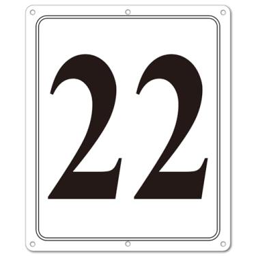 Imagem de i-CowFun Placa numerada de metal premium ao ar livre, refletiva 30,5 x 25,4 cm placas numeradas de alumínio grande 22 para estacionamento, quadra de tênis, campo, armazém, corredor, edifício, doca