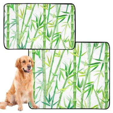 Imagem de TSENQUE Almofadas de xixi laváveis para cães, folhas verdes de bambu, brancas, reutilizáveis, almofadas de penico para cachorros, tapete impermeável para cercadinho para cães, médio + grande, conjunto