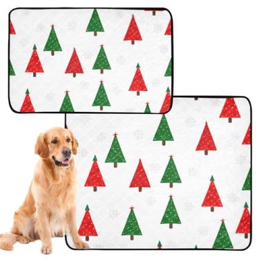 Imagem de TSENQUE Tapetes laváveis para xixi para animais de estimação, à prova d'água, fofos, vermelhos, verdes, árvores de Natal, almofada reutilizável para cães, absorventes de gatos, almofadas de penico