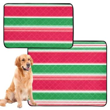 Imagem de TSENQUE Almofada verde horizontal vermelha para animais de estimação para gatos, tapete lavável para xixi de cachorro, tapete à prova d'água para gaiolas absorventes de filhotes, pequeno x pacote com
