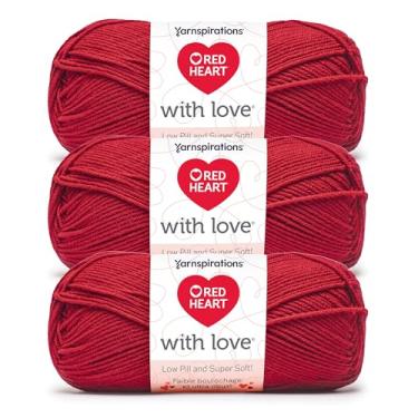 Imagem de Red Heart Com fio Love Low Pill Jolly Berry – Pacote com 3 unidades de 100 g – 100% acrílico de baixa gramatura – #4 penteado (médio) – 170 metros – Tricô/crochê