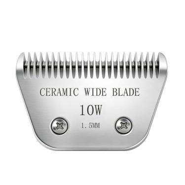 Imagem de Loarysk Lâminas largas de cerâmica de precisão para cuidados com cães, compatíveis com Andis, Oster A5, Wahl km10 Clippers - Lâmina de substituição para cuidados com cães e gatos (10 W (1,5 mm))