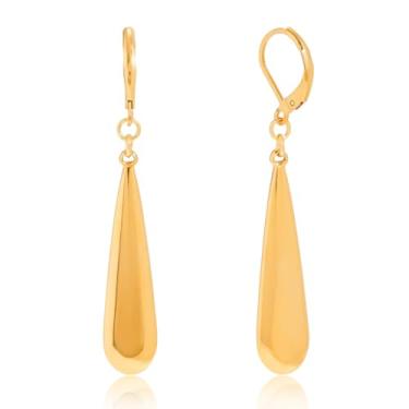 Imagem de Brincos de argola com pingente de lágrima longa para mulheres, aço inoxidável, moderno, moderno, pingente, pequenos argolas para abraços, brinco de cartilagem, joias minimalistas, joias de aniversário