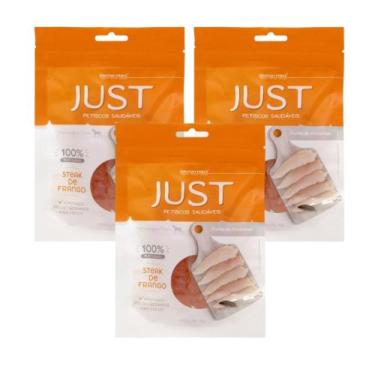 Imagem de Kit Petisco Just Steak de Frango Caes Gatos 75g 3 unidades - GERMANHAR