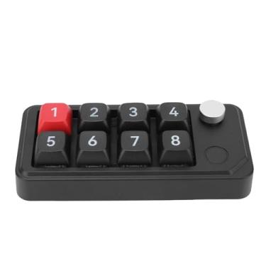 Imagem de YUEHISY Teclado numérico USB C com fio, teclado macro mecânico programável de 8 teclas com uma mão com botão, para tablet, laptop, desktop (preto)