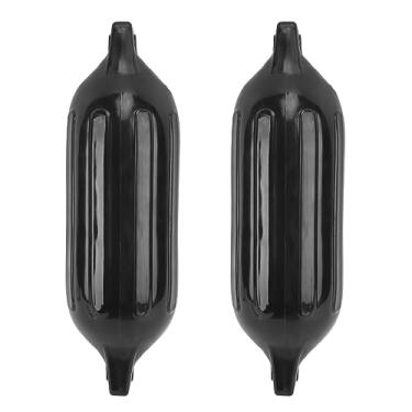 Imagem de Cryfokt Pára-choque de Barco Inflável Preto para Proteção, Bóia de Pára-choque de Doca Marinha Com Nervuras Duráveis ​​para Caiaques e Canoas, de Barco de PVC de 2 Peças 4,5 X 16 Polegadas