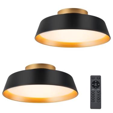Imagem de SineRise Luminária De Teto Embutida Led 12'', 24 W, 2 Peças, 5 Unidades (2700 K-6500 K), Regulável, Preta E Dourada, Luminárias Ajustáveis Para Corredor, Cozinha Quarto