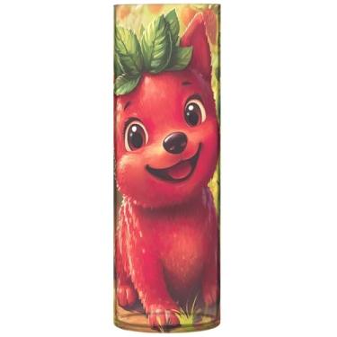 Imagem de Vasos de flores cilíndricos para buquê fofo cachorro corgi de morango vaso grande fofo personalizado exclusivo floral decoração moderna, 30 cm x 9,9 cm