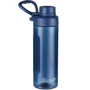 Imagem de OLDLEY Garrafas de água Tritan de 590 ml sem BPA com alça de transporte e tampa de bico, garrafa de água infantil à prova de vazamento para casa, viagem, escola, ao ar livre, azul marinho
