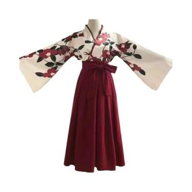 Imagem de Kimono Vintage Com Estampa De Flores Japonesas, Vestido De Menina Saku