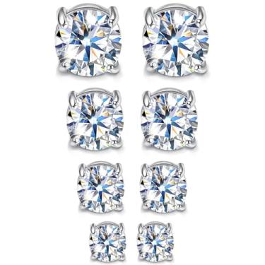 Imagem de SIISPRI Brincos magnéticos de 4 a 7 mm para mulheres e homens, brincos hipoalergênicos, falsos, unissex, não perfurantes, redondos e brilhantes, brincos de diamante, Small, Aço inoxidável, Zircônia