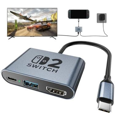 Imagem de Switch 2 Docks, estação de ancoragem USB C portátil com porta 4K @120Hz/PD 100W/USB 3.0, base de TV de viagem de liga de alumínio para Switch 2/Switch/Steam Deck/ROG Xbox Ally X/Legion Go 1/2/S