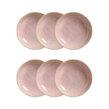 Imagem de Conjunto De Pratos Fundos Linhas Litchi 6 Peças Porto Brasil Rosa