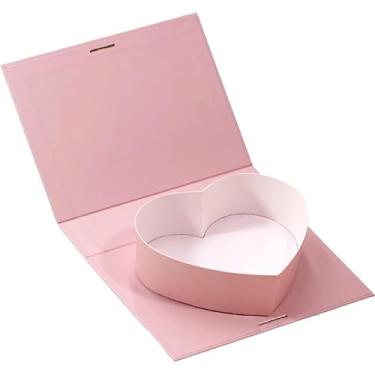 Imagem de EVKILKJS Caixa de presente rosa em forma de coração único para dia dos namorados, 20 x 15 x 5 cm, caixas de coração decorativas rosa com tampas para aniversário de casamento e dia dos namorados