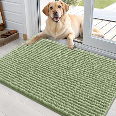 Imagem de OLANLY Tapete de porta de cachorro para patas enlameadas 91 x 61 cm, capacho de lama de chenille ultra absorvente, antiderrapante, lavável e com armadilha de sujeira para entrada interna, tapetes