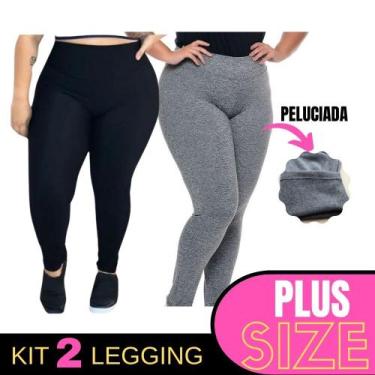 Imagem de Kit 2 Calça Leg Plus Size Flanelada Adulto Forrada Peluciada - Fascini