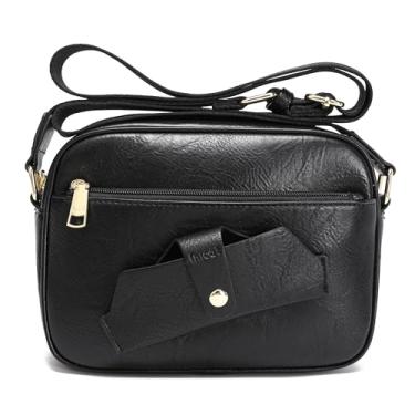 Imagem de Estojo de óculos de sol, bolsa transversal de viagem, bolsas de ombro femininas, bolsas transversais de couro macio, presente para meninas adolescentes, Preto profundo