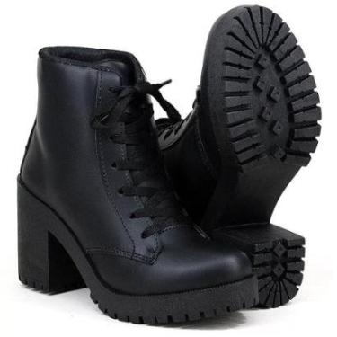 Imagem de Bota Feminina Coturno Cano Curto Fosco Salto Tratorado - Número 33 ao 43-Feminino