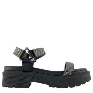 Imagem de Sandália Vizzano Feminina Plataforma com Strass Preto-Feminino