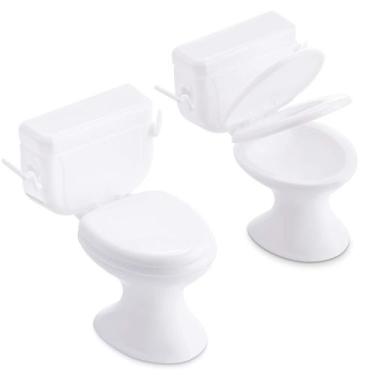Imagem de Mini assento de banheiro Toy Doll House Furniture, 2 peças brancas - S