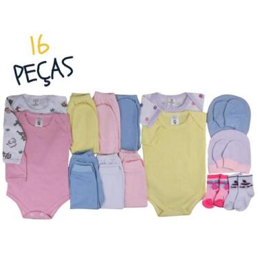 Imagem de Body Bebê+mijão Liso E Estampado Kit C/16 Roupa Bebê - Batutinhas Baby