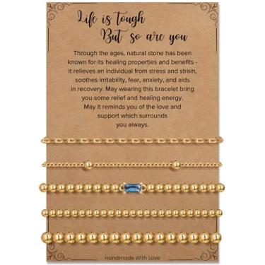 Imagem de Pulseiras de elos de ouro presentes para mulheres: pulseira empilhável banhada a ouro 14K na moda fina delicada elos cubanos conjuntos de joias presentes para mulheres amigas mãe filha irmã, 6.7