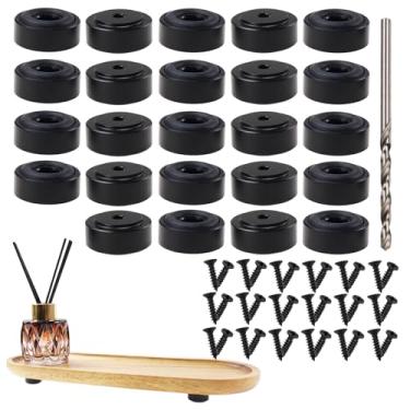 Imagem de Nihfien Pés de metal para paletes com parafusos, 13/40.6 cm L x 3/20.3 cm H Blocos antiderrapantes para madeira, tábua de corte de bambu (preto) (conjunto de 24)